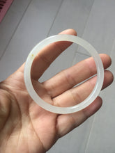 Load image into Gallery viewer, 57mm Certified 100% Natural icy watery white beige slim round cut Hetian Jade bangle HE99-1194
