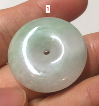 Load image into Gallery viewer, 23.5-27.7mm 100% Natural apple green/white jadeite Jade Safety Guardian Button(donut) Pendant group BK112
