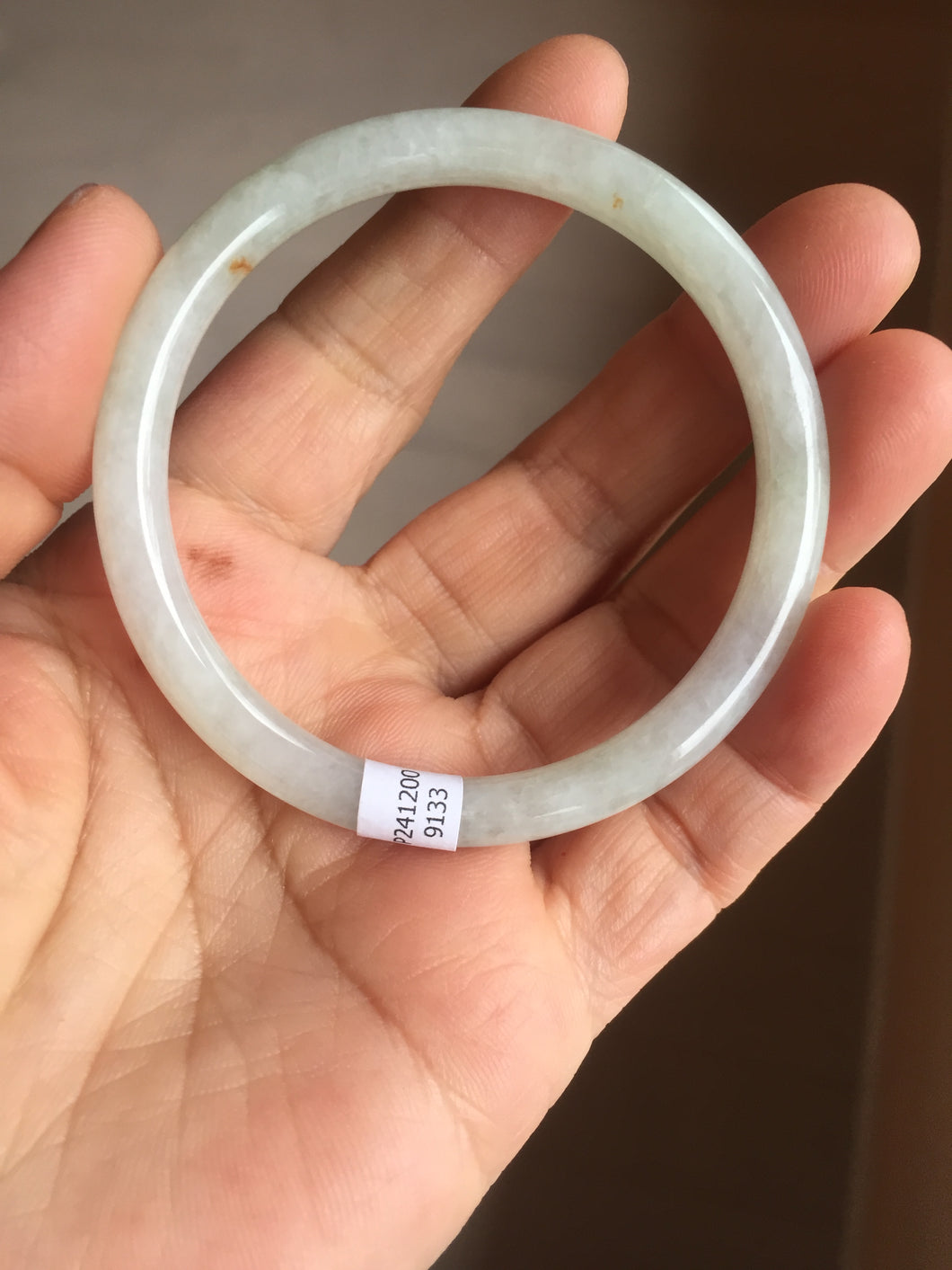 52.1mm certified Type A 100% Natural icy green/orange slim round cut Jadeite Jade bangle PB101-9133