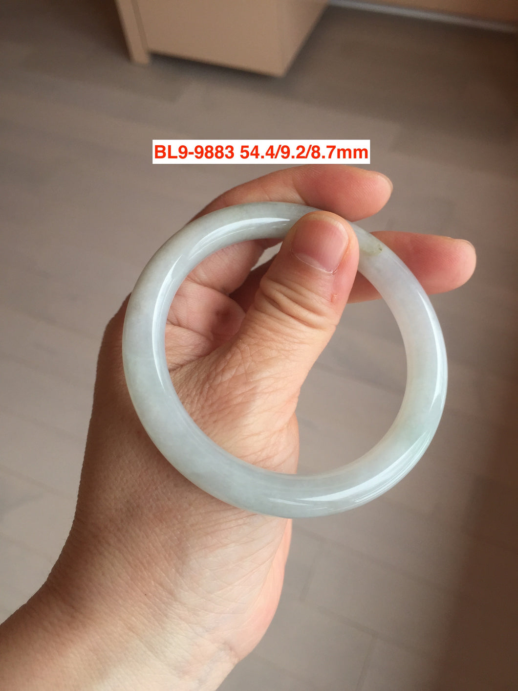 53-56mm certified Type A 100% Natural icy watery  green/white Jadeite Jade bangle group with defects BL9