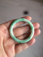 Load image into Gallery viewer, 35-38mm Type A 100% Natural sunny green/white Jadeite Jade kids bangle /scarf button group BF100
