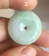 Load image into Gallery viewer, 23.5-27.7mm 100% Natural apple green/white jadeite Jade Safety Guardian Button(donut) Pendant group BK112
