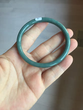 Load image into Gallery viewer, 57mm Certified Type A 100% Natural dark green/blue/gray Guatemala slim round cut Jadeite bangle PA83-1024
