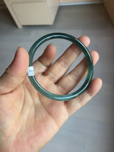 Load image into Gallery viewer, 59.2mm Certified Type A 100% Natural icy watery spring-water green/blue/gray Guatemala slim round cut Jadeite bangle PA99-5535
