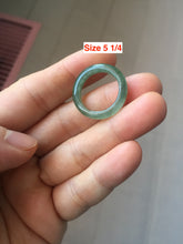 Load image into Gallery viewer, 100% natural type A ice watery dark green/gray/black(冰油青) jadeite jade band ring AU83
