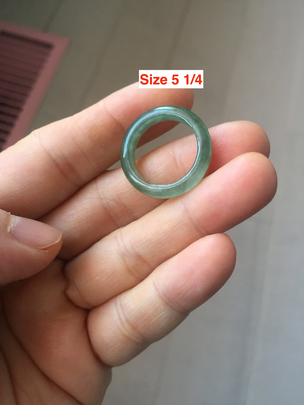 100% natural type A ice watery dark green/gray/black(冰油青) jadeite jade band ring AU83