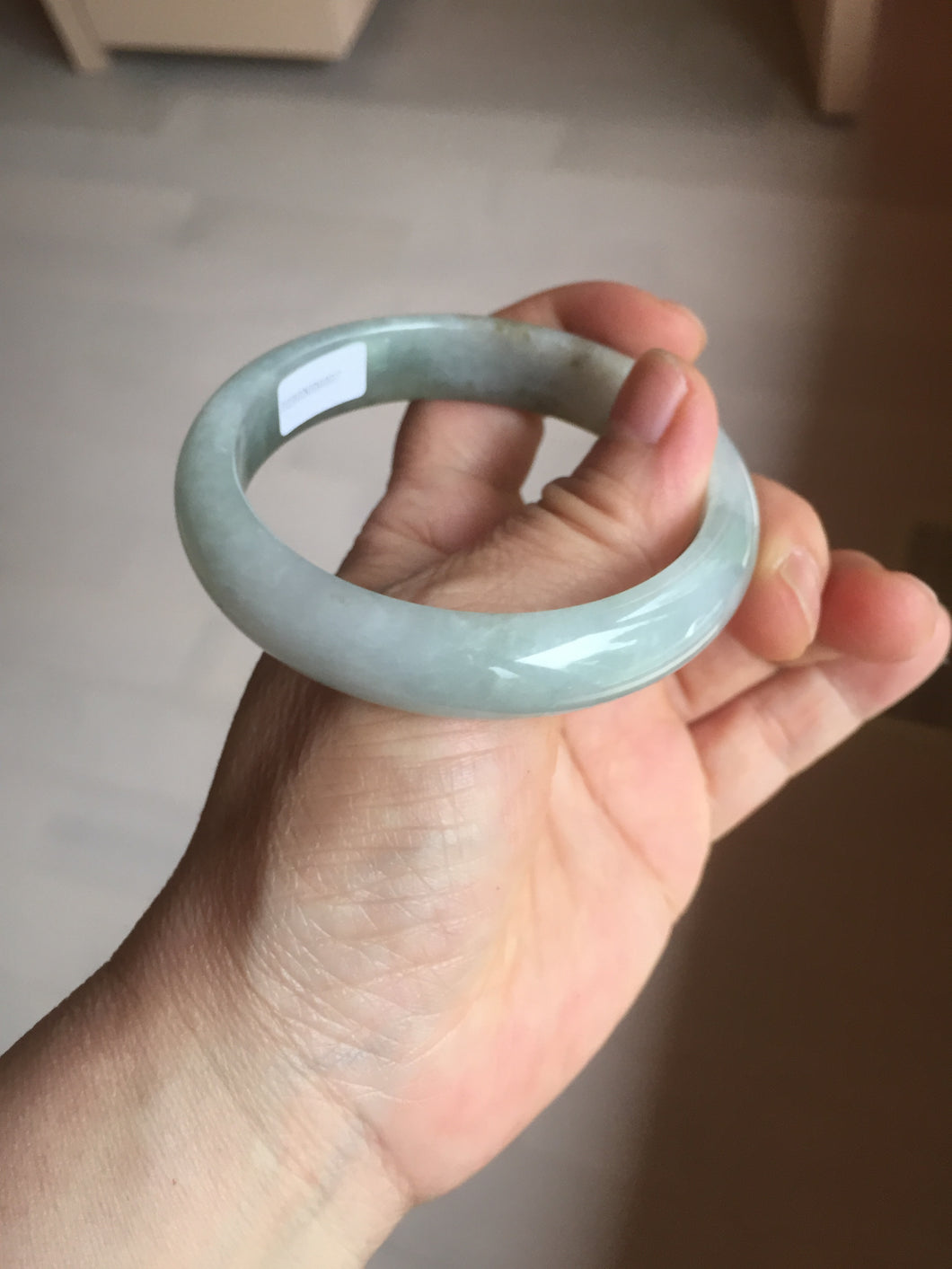 57.5mm Certified Type A 100% Natural light green black brown jadeite Jade bangle PC95-0337