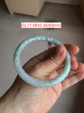 Load image into Gallery viewer, 51-58mm Certified 100% Natural type A  white/green/purple vintage twist style Jadeite Jade bangle GL17
