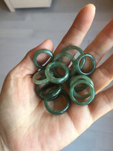 Load image into Gallery viewer, 100% natural type A ice watery oily dark green/gray/black(冰油青) jadeite jade band ring PB121

