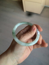 Load image into Gallery viewer, 55mm Certified type A 100% Natural light green/white  round cut Jadeite bangle BH4-0415
