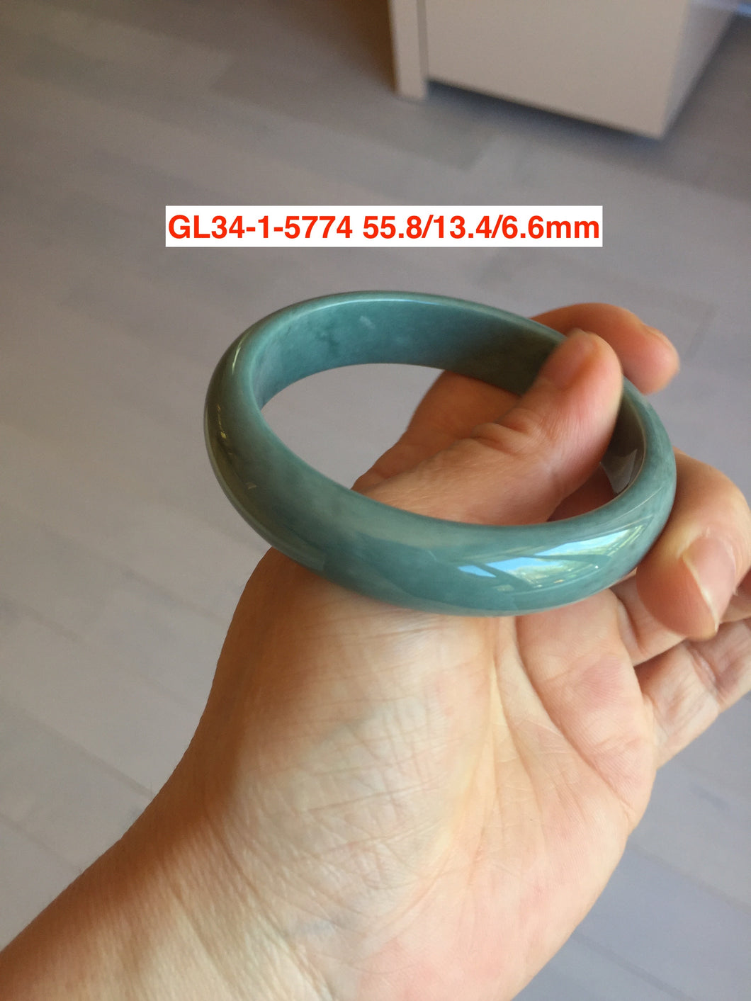 Sale! 55-56mm Certified type A 100% Natural dark green/blue/black/gray Guatemala Jadeite bangle group GL34