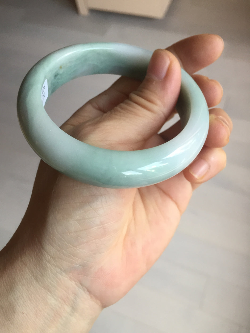 56.3mm certified 100% natural type A light green white chubby jadeite jade bangle BQ62-6872