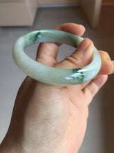 Load image into Gallery viewer, 53.9mm certified natural 100% natural Type A light green/white with green floating flowers jadeite jade bangle BP20-4999
