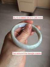Load image into Gallery viewer, 53-57mm Type A 100% Natural light green/white Jadeite Jade bangle (with defects) group GL15
