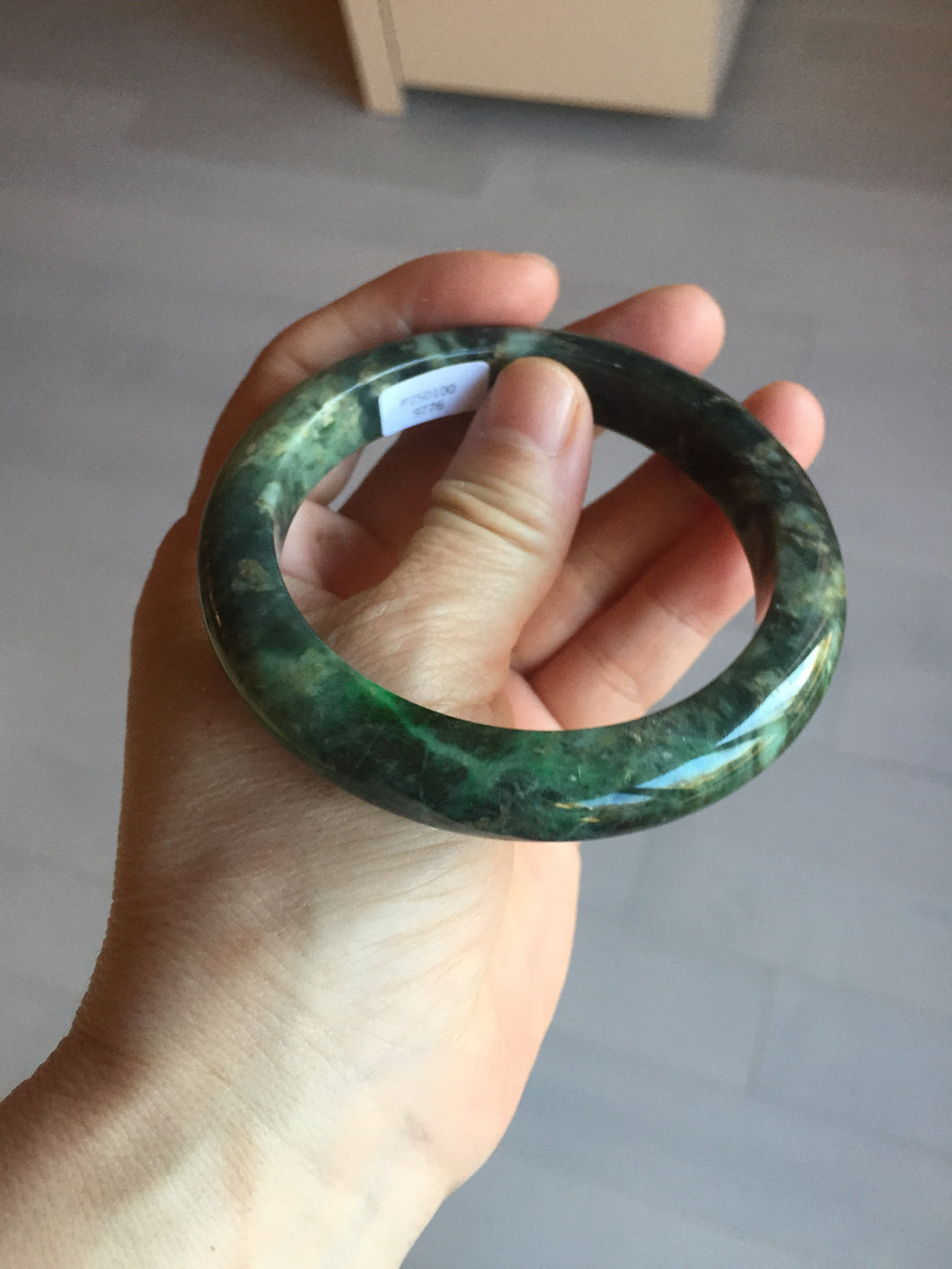 59mm certificated Type A 100% Natural dark green/brown/black Jadeite Jade bangle AA103-9776