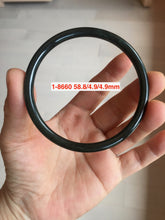 Load image into Gallery viewer, 55-63mm certified 100% Natural dark green black (青玉) slim round cut nephrite group Jade bangle HT106
