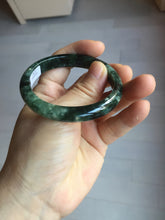 Load image into Gallery viewer, 50.5mm Certified type A 100% Natural oily dark green oval Jadeite Jade bangle PD131-6248
