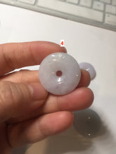 Load image into Gallery viewer, 22.3-26.6mm Type A 100% Natural light purple white Jadeite Jade Safety Guardian Button donuts Pendant BF136
