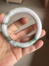 Load image into Gallery viewer, 58.5mm Certified Type A 100% Natural light green/sunny green/brown/black/purple(Rocky Mountain Dusk) chubby round cut Jadeite bangle PD87-1090
