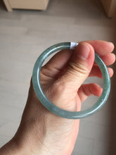 Load image into Gallery viewer, 53.5mm Certified Type A 100% Natural light green/blue slim round cut Guatemala Jadeite bangle PB128-1480
