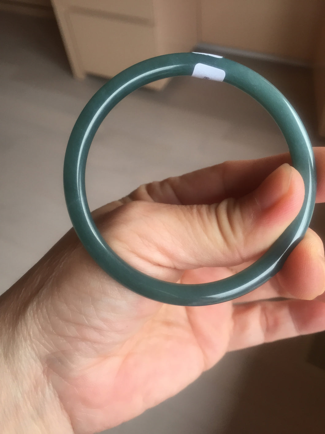 57mm Certified Type A 100% Natural deep sea dark green/blue/gray/black slim round cut Guatemala Jadeite bangle AT112-2458