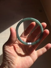 Load image into Gallery viewer, 59.5mm Certified Type A 100% Natural light green/blue/gray Guatemala slim round cut Jadeite bangle BP221-8433
