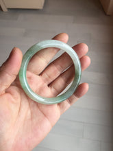 Load image into Gallery viewer, 54mm Certified type A 100% Natural light green round cut Jadeite bangle BM80-0416
