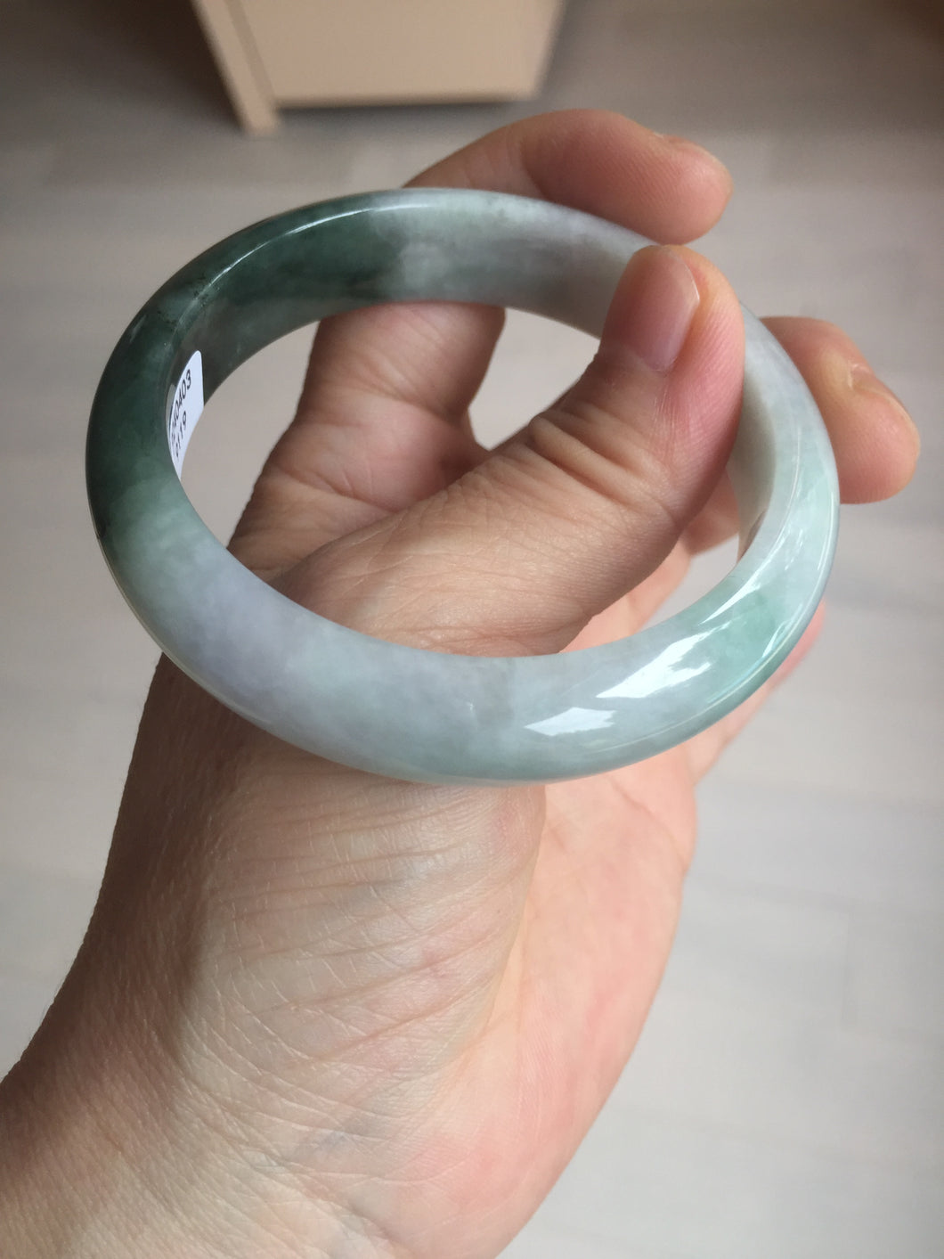 54.5mm certified 100% natural icy watery oily dark green purple jadeite jade bangle B111-9119