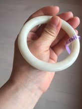 Load image into Gallery viewer, 58.5mm Certified 100% Natural white beige round cut nephrite Jade bangle HHE103-0942
