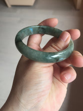 Load image into Gallery viewer, 54.5mm certified 100% natural dark green black gray jadeite jade bangle S81-7059
