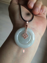 Load image into Gallery viewer, 27mm Type A 100% Natural icy light green Jadeite Jade concentric circle safety Guardian ring Pendant (子母扣,同心环) AX38
