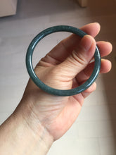 Load image into Gallery viewer, 58.5mm Certified Type A 100% Natural dark green/blue/gray with flying snow Guatemala slim round cut Jadeite bangle PA144-8839

