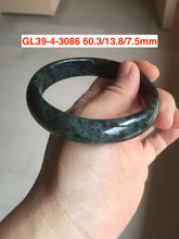 Load image into Gallery viewer, 60mm certified Type A 100% Natural dark green/black(墨翠) Jadeite Jade bangle group with defects GL39
