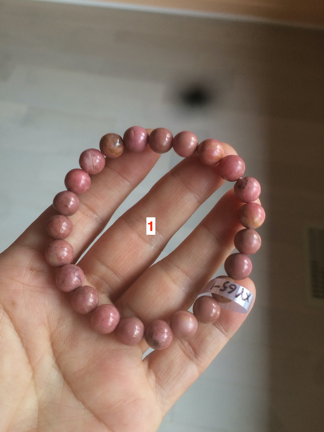 8-8.3mm 100% natural pink rose stone (Rhodonite) bracelet XY65