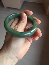 Load image into Gallery viewer, 57.5mm Certified Type A 100% Natural oily dark green(老油青)/gray Jadeite bangle BG226-3213
