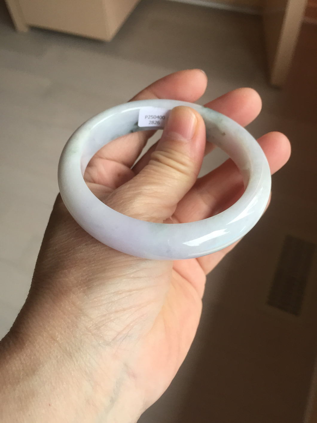 56.7mm certified 100% natural Type A dark green/purple/white with green floating flowers jadeite jade bangle PB233-2826
