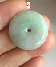 Load image into Gallery viewer, 23.5-27.7mm 100% Natural apple green/white jadeite Jade Safety Guardian Button(donut) Pendant group BK112
