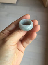Load image into Gallery viewer, Size 10 1/2 100% natural type A light green white purple broad jadeite jade band ring thumb ring PA176

