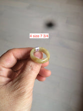 Load image into Gallery viewer, 100% natural type A light yellow/gray (黄冰) jadeite jade band ring AZ98
