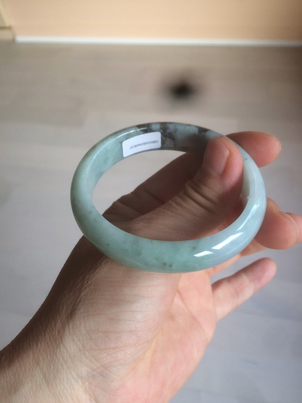 50.5mm Certified Type A 100% Natural dark green Jadeite Jade oval bangle AJ70-0610