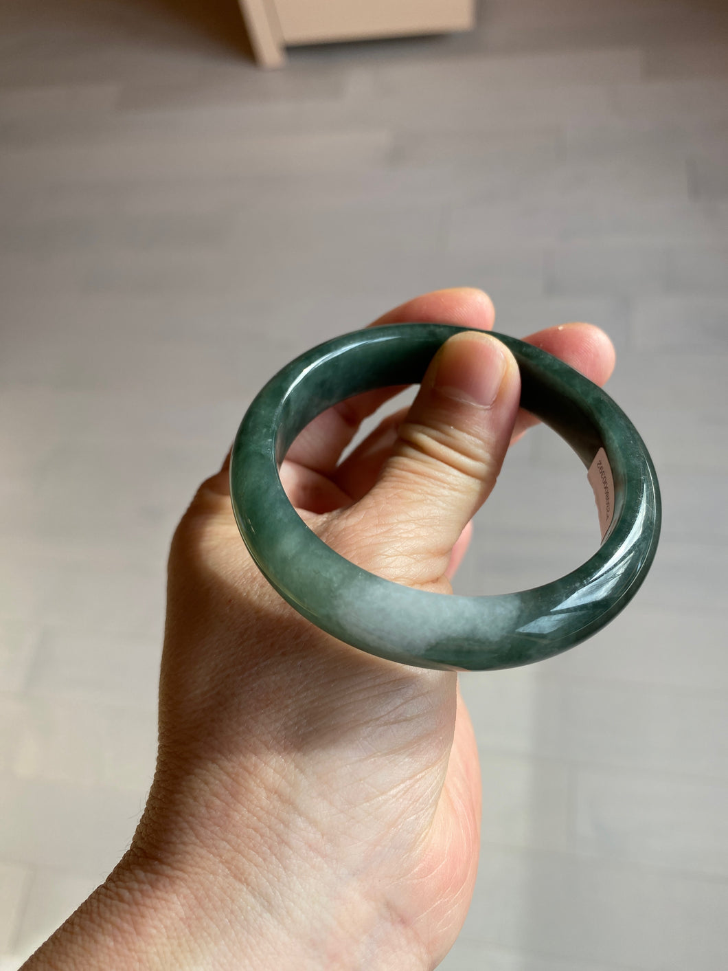 53.7mm certificated Type A 100% Natural oily Peacock green/blue (孔雀绿) Jadeite Jade bangle W109-0392