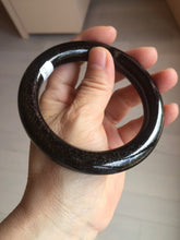 Load image into Gallery viewer, 61.4mm certified 100% Natural black(MO YU 墨玉) meteorite Stellar Night sky chubby round cut nephrite bangle HF118-8245
