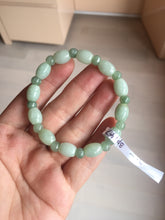 Load image into Gallery viewer, 100% natural type A icy watery light green olive shape(LU LU TONG) beads jadeite jade bracelet group BP147
