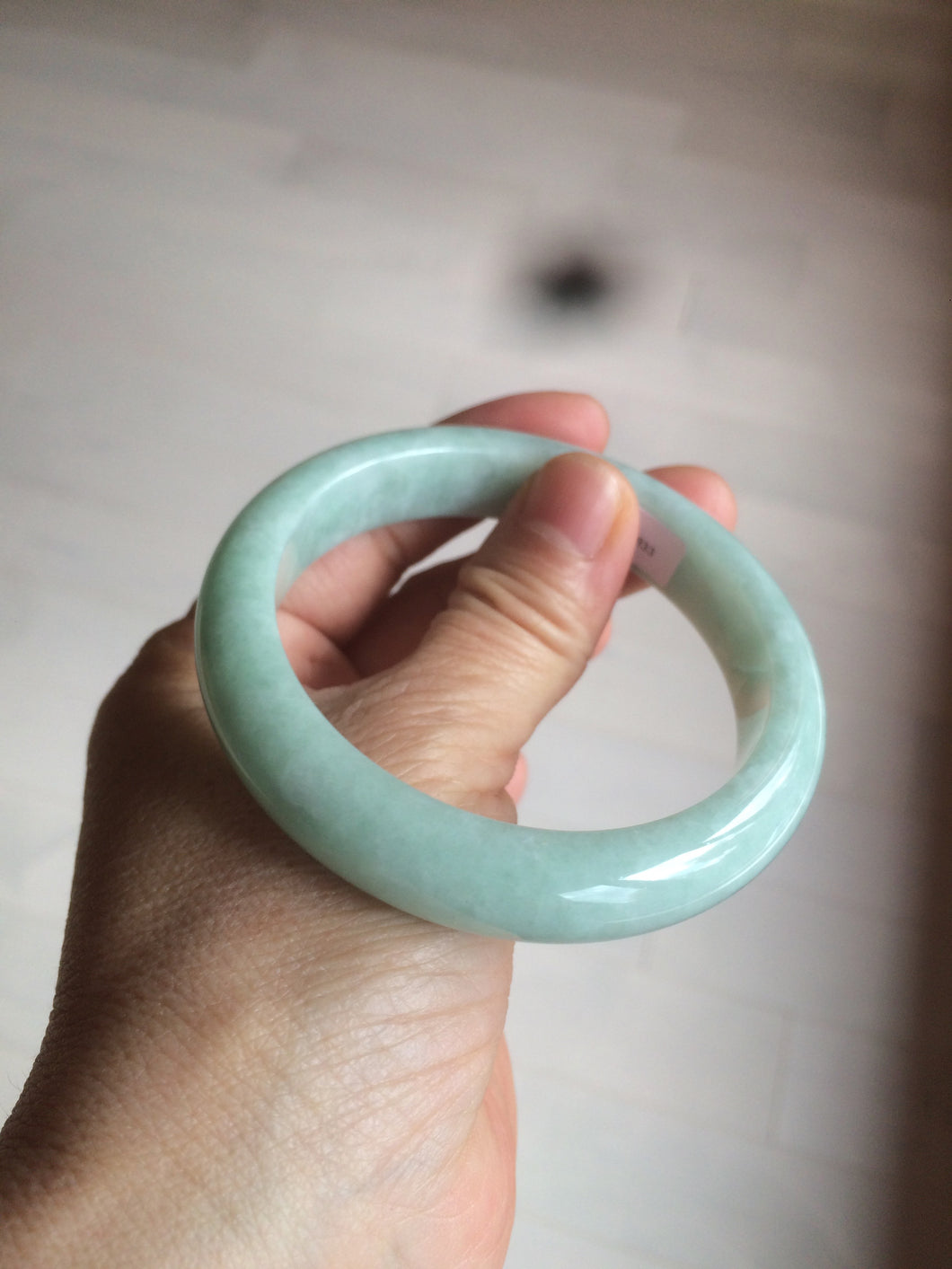 56.6mm Certified Type A 100% Natural green Jadeite Jade bangle w94-2833