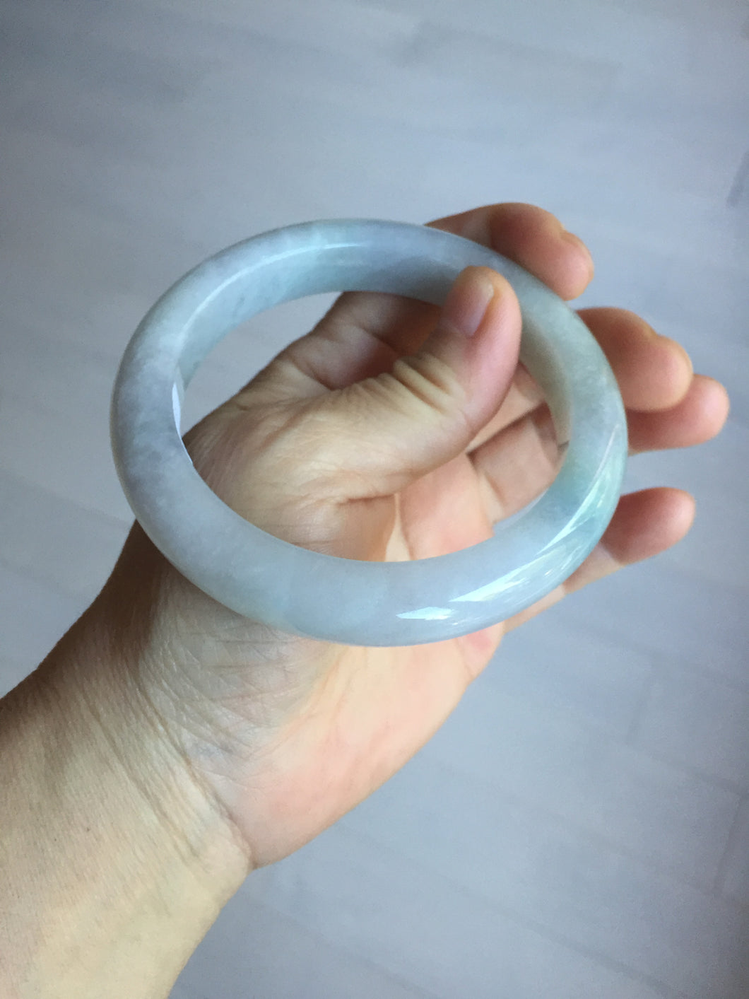 60mm certified Type A 100% Natural light green purple chubby Jadeite Jade bangle PA115-9526