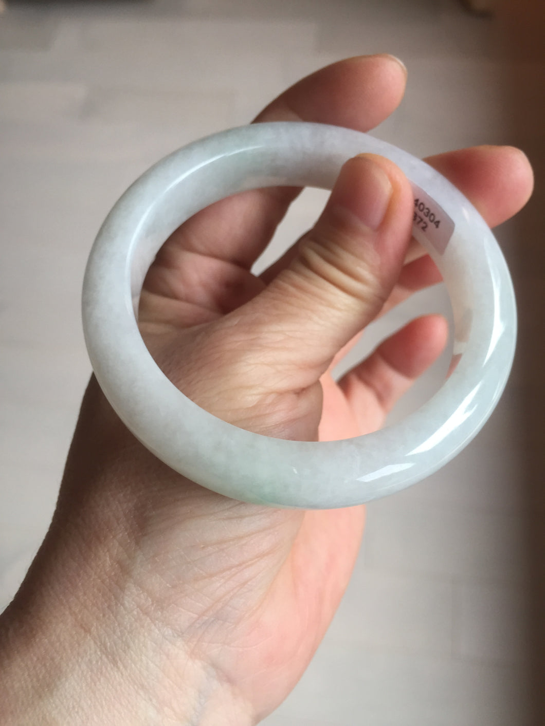 56.6mm certified 100% natural Type A icy watery light green/white jadeite jade bangle BP52-3872