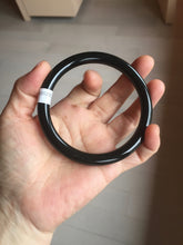 Load image into Gallery viewer, 65mm 100% Natural dark green/black meteorite Stellar Night sky round cut nephrite bangle HF102-8250

