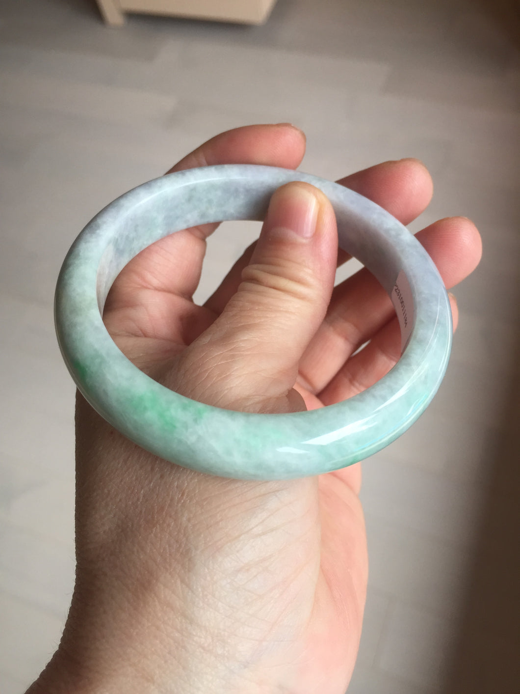 59mm Certified Type A 100% Natural sunny green purple Jadeite Jade bangle BP39-1184