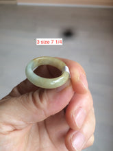 Load image into Gallery viewer, 100% natural type A light yellow/gray (黄冰) jadeite jade band ring AZ98
