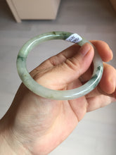 Load image into Gallery viewer, 52mm certified type A 100% Natural green/white with floating flowers slim oval jadeite jade bangle BP26-2670
